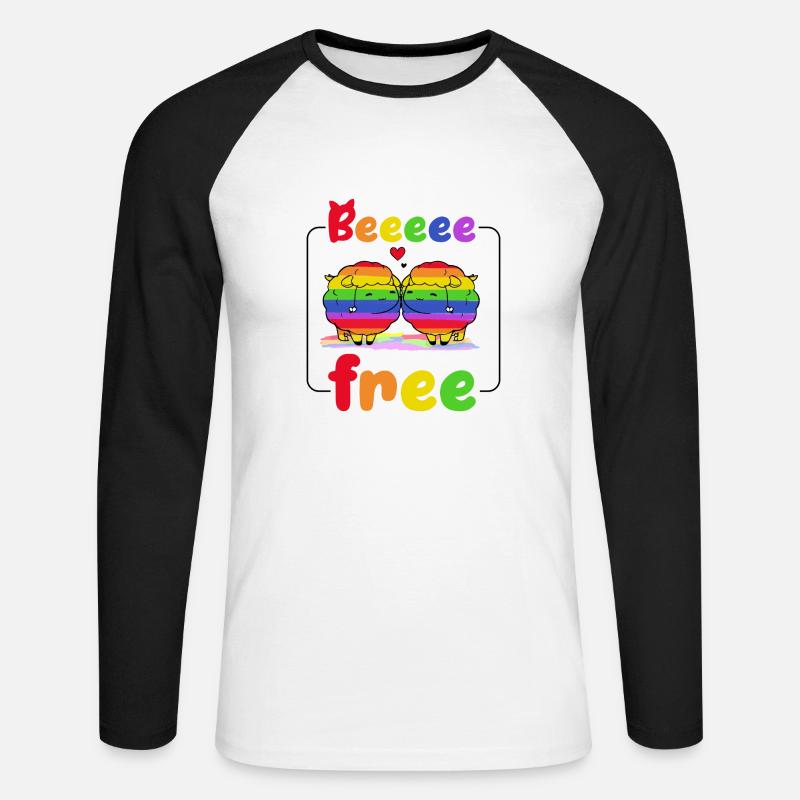 Beee fre Pridedesigncontest2024 - Unisex Baseballshirt langarm - Weiß/Schwarz