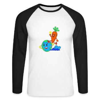 Erde - Unisex Baseballshirt langarm - Weiß/Schwarz - Vorne - Nik (191cm)
