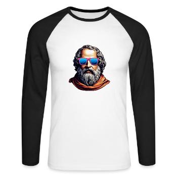 Retro Philosopher Bust - Unisex Long Sleeve Baseball T-Shirt - white/black - Front - Nik (191cm)