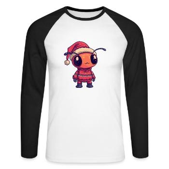 Ant Christmas Comic - Unisex Long Sleeve Baseball T-Shirt - white/black - Front - Nik (191cm)