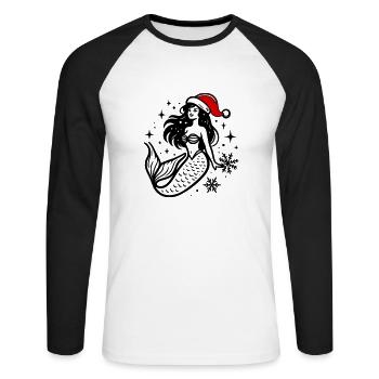 Mermaid Christmas - Unisex Long Sleeve Baseball T-Shirt - white/black - Front - Nik (191cm)