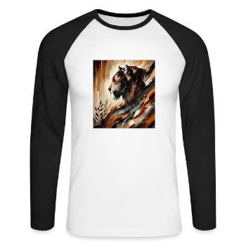 Abstract Tiger - Unisex Long Sleeve Baseball T-Shirt - white/black - Front - Nik (191cm)