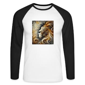 Abstract Lion - Unisex Long Sleeve Baseball T-Shirt - white/black - Front - Nik (191cm)
