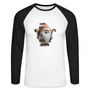 Troll de Noël 3 - T-shirt baseball manches longues Homme - blanc/noir - Devant - Nik (191cm)