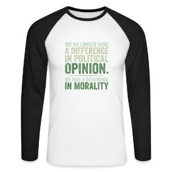 we no longer have difference in political opinion - Unisex Long Sleeve Baseball T-Shirt - white/black - Front - Nik (191cm)