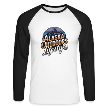 Alaska Outdoors Lebensstil - Unisex Baseballshirt langarm - Weiß/Schwarz - Vorne - Nik (191cm)
