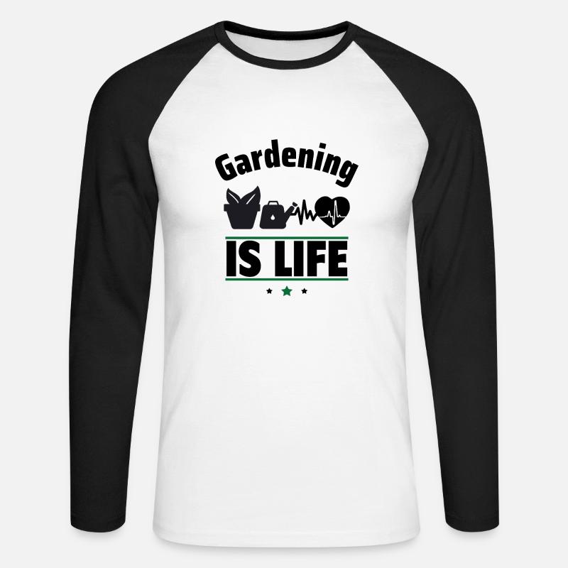 Gartenarbeit ist das Leben - Unisex Baseballshirt langarm - Weiß/Schwarz