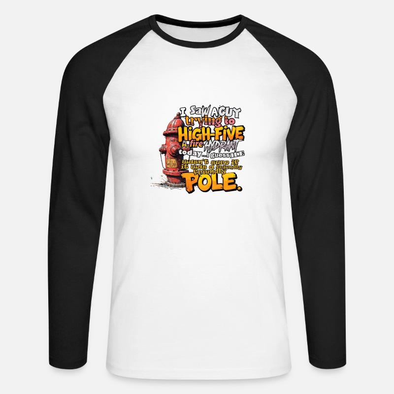 High Five an einem Hydranten - Unisex Baseballshirt langarm - Weiß/Schwarz