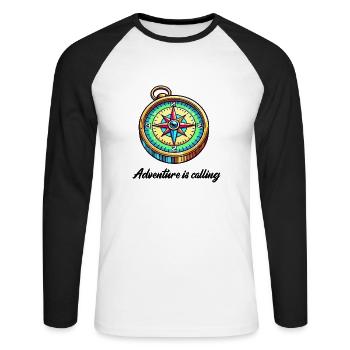 Boussole Aventure - T-shirt baseball manches longues Homme - blanc/noir - Devant - Nik (191cm)