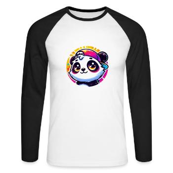 Kawaii Panda with Cap - Unisex Long Sleeve Baseball T-Shirt - white/black - Front - Nik (191cm)