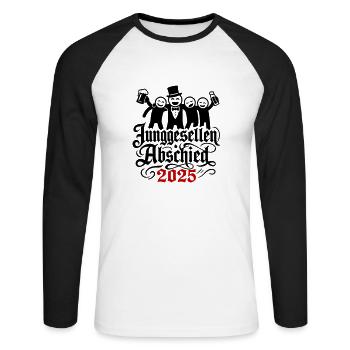Junggesellen Abschied 2025 Jga Team - Unisex Baseballshirt langarm - Weiß/Schwarz - Vorne - Nik (191cm)