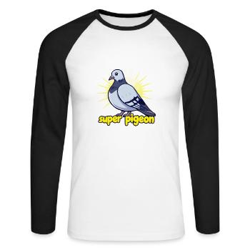 Super-Taube - Unisex Baseballshirt langarm - Weiß/Schwarz - Vorne - Nik (191cm)