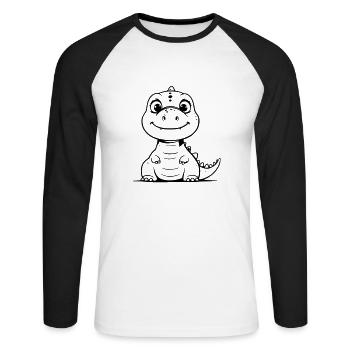 Dino potelé comme illustration vectorielle - T-shirt baseball manches longues Homme - blanc/noir - Devant - Nik (191cm)