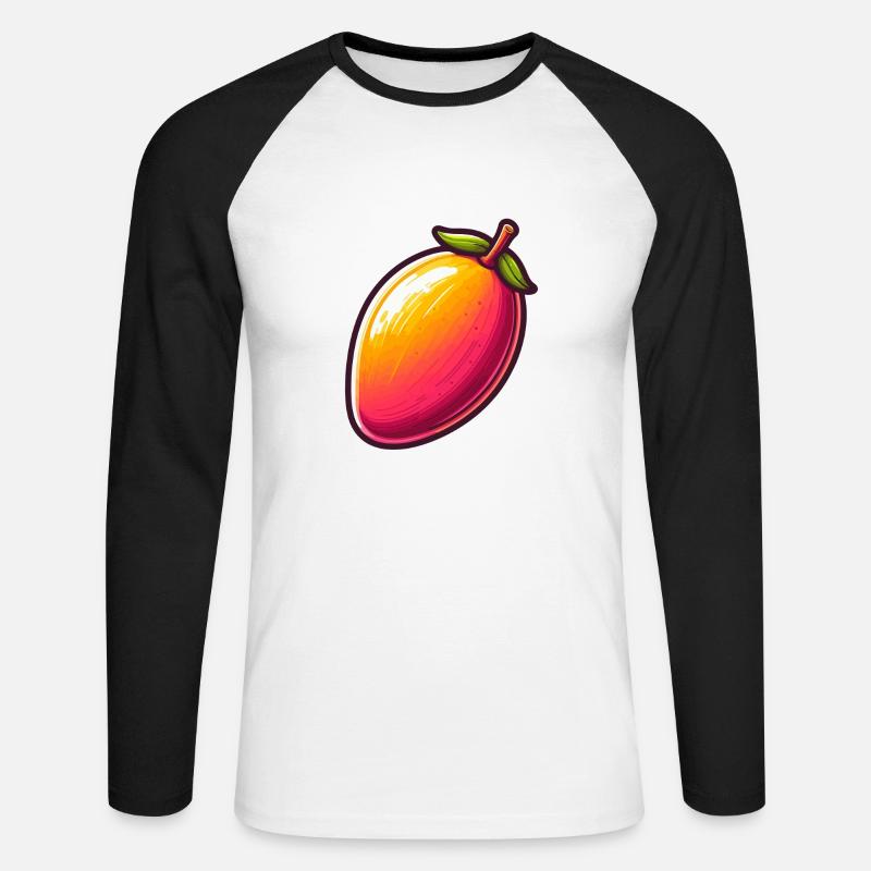 Mango große Früchte - Unisex Baseballshirt langarm - Weiß/Schwarz