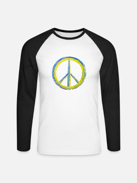 Peace for Ukraine - Unisex Long Sleeve Baseball T-Shirt - white/black