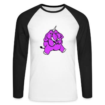 Unicorn, elephant, bad-tempered, angry, sad - Unisex Long Sleeve Baseball T-Shirt - white/black - Front - Nik (191cm)