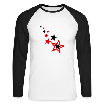 étoiles - T-shirt baseball manches longues Homme - blanc/noir - Devant - Nik (191cm)
