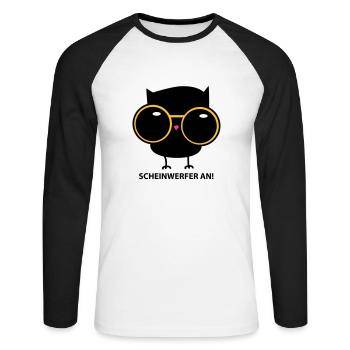 Eule mit Brille (b) - Unisex Baseballshirt langarm - Weiß/Schwarz - Vorne - Nik (191cm)