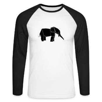 elephant elephant origami art paper fold - Unisex Long Sleeve Baseball T-Shirt - white/black - Front - Nik (191cm)