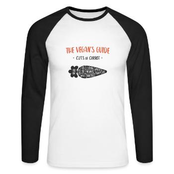 Vegan's Guide Möhrenstücke - Unisex Baseballshirt langarm - Weiß/Schwarz - Vorne - Nik (191cm)