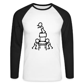Akrobaten Klettern Turnen Künstler Abstrakt - Unisex Baseballshirt langarm - Weiß/Schwarz - Vorne - Nik (191cm)