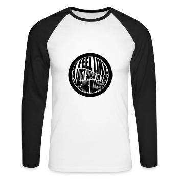 I feel like a lost sock in the washing machine - Unisex Baseballshirt langarm - Weiß/Schwarz - Vorne - Nik (191cm)