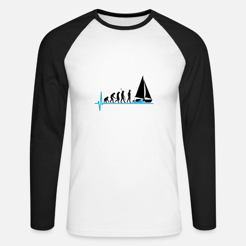 Sailing Evolution Sail boat - Unisex Long Sleeve Baseball T-Shirt - white/black