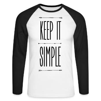 Keep it simple - Unisex Baseballshirt langarm - Weiß/Schwarz - Vorne - Nik (191cm)