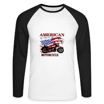 USA flag bike motorcycle USA, America - Unisex Long Sleeve Baseball T-Shirt - white/black - Front - Nik (191cm)