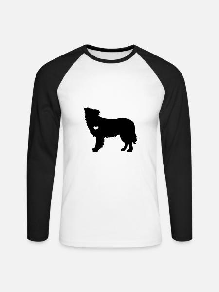 Border Collie Hütehund Schäfer Herzschlag Geschenk - Unisex Baseballshirt langarm - Weiß/Schwarz