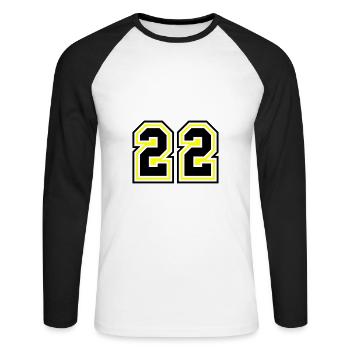 22 symbole de nombre - T-shirt baseball manches longues Homme - blanc/noir - Devant - Nik (191cm)