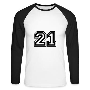21 Numéro de numéro - T-shirt baseball manches longues Homme - blanc/noir - Devant - Nik (191cm)