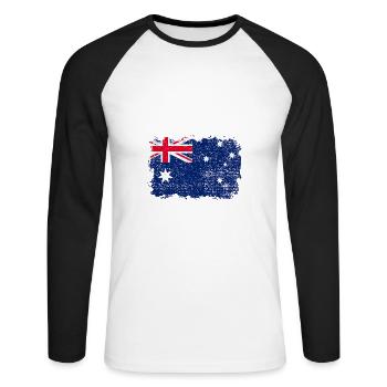 Drapeau australien - T-shirt baseball manches longues Homme - blanc/noir - Devant - Nik (191cm)