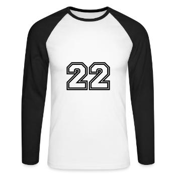 22 number symbol - Unisex Long Sleeve Baseball T-Shirt - white/black - Front - Nik (191cm)