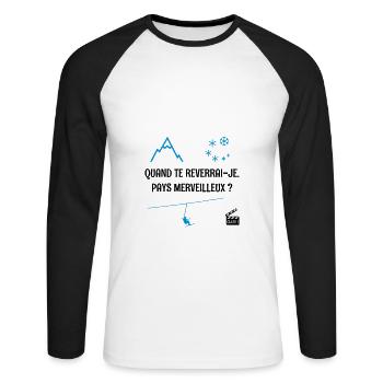 Quand te reverrai-je ? Les bronzés font du ski ! - T-shirt baseball manches longues Homme - blanc/noir - Devant - Nik (191cm)