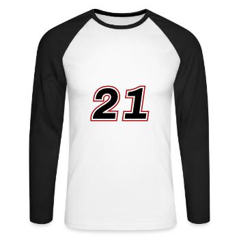 21 symbole de nombre - T-shirt baseball manches longues Homme - blanc/noir - Devant - Nik (191cm)