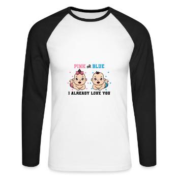 Bébé shower baby party garçon fille mère père - T-shirt baseball manches longues Homme - blanc/noir - Devant - Nik (191cm)