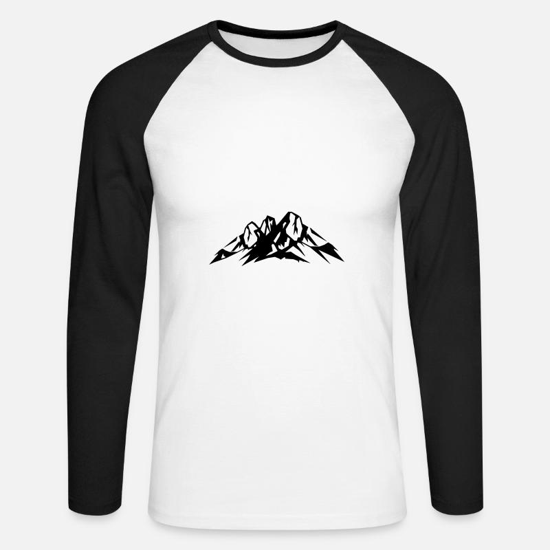 Berge Icon - Unisex Baseballshirt langarm - Weiß/Schwarz