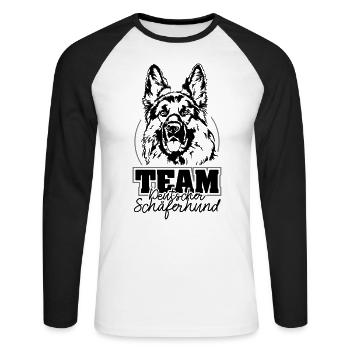 TEAM Deutscher Schäferhund IGP Hundesport Wilsigns - Unisex Baseballshirt langarm - Weiß/Schwarz - Vorne - Nik (191cm)