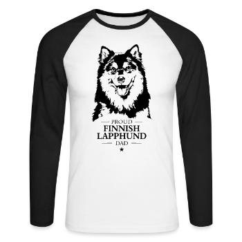 Finnish Lapphund Dad Hunde Hund Wilsigns - Unisex Baseballshirt langarm - Weiß/Schwarz - Vorne - Nik (191cm)