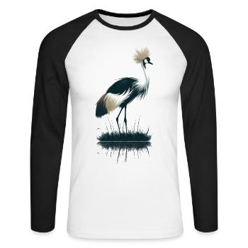 Grue couronnée - T-shirt baseball manches longues Homme - blanc/noir - Devant - Nik (191cm)