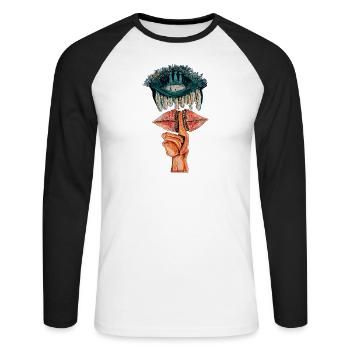 Awen - Unisex Long Sleeve Baseball T-Shirt - white/black - Front - Nik (191cm)