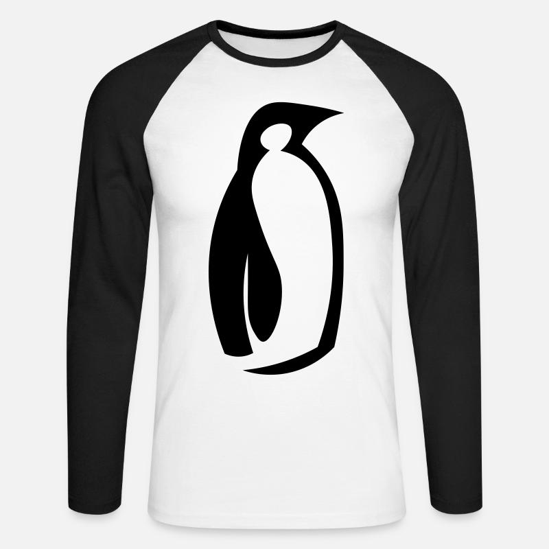 Pinguin - Papa Pinguin - Geschenkidee - Unisex Baseballshirt langarm - Weiß/Schwarz