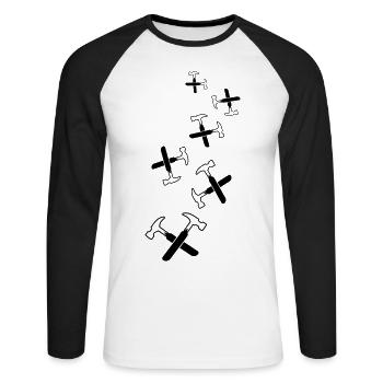 Symbole du marteau - T-shirt baseball manches longues Homme - blanc/noir - Devant - Nik (191cm)