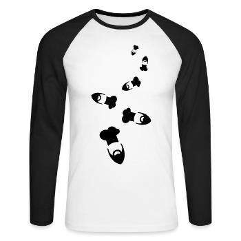 Bonnet de cuisine chapeau de chef - T-shirt baseball manches longues Homme - blanc/noir - Devant - Nik (191cm)
