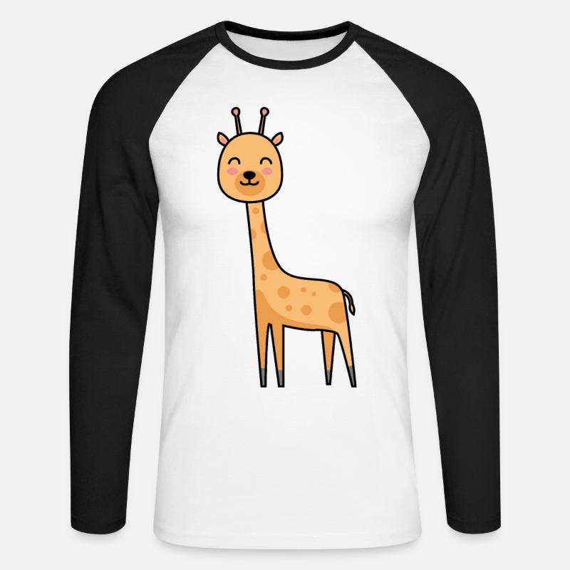 Giraffe Comic Tier - Unisex Baseballshirt langarm - Weiß/Schwarz