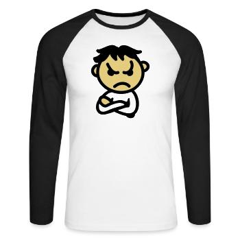 mauvaise humeur - T-shirt baseball manches longues Homme - blanc/noir - Devant - Nik (191cm)