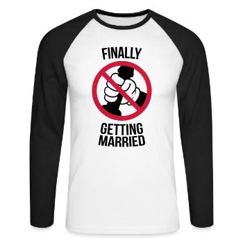 Finally getting married with cock, jerk, wank 3c - T-shirt baseball manches longues Homme - blanc/noir - Devant - Nik (191cm)