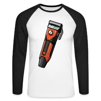 Hair clippers hairdresser icon - Unisex Long Sleeve Baseball T-Shirt - white/black - Front - Nik (191cm)