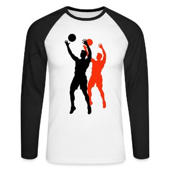 Silhouette de joueur de volley-ball - T-shirt baseball manches longues Homme - blanc/noir - Devant - Nik (191cm)